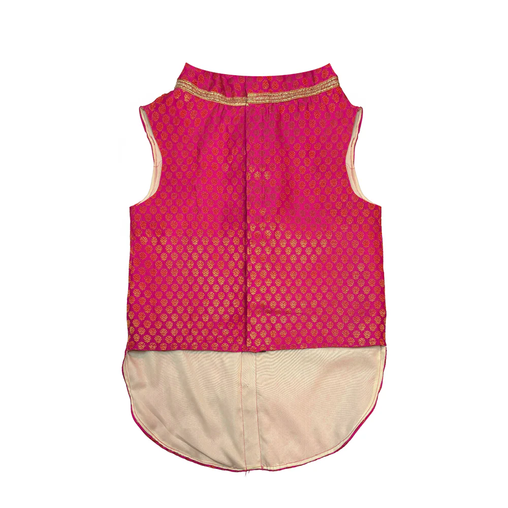 Pawsindia Traditional Royal Brocade Kurta for Dogs (Pink) - Image 4