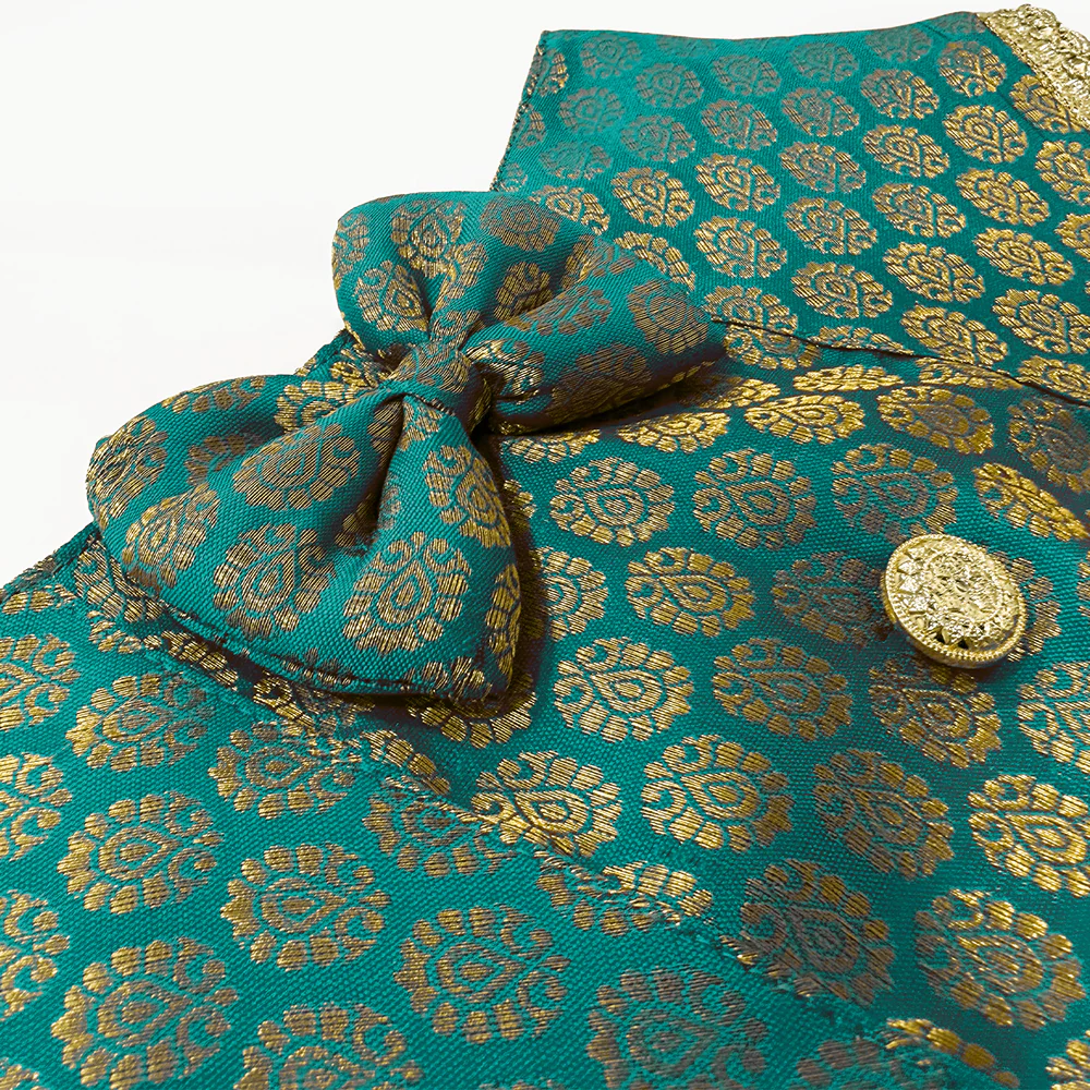 PawsIndia Traditional Royal Brocade Tuxedo for Dogs and Cats (Aqua Green) - Image 3
