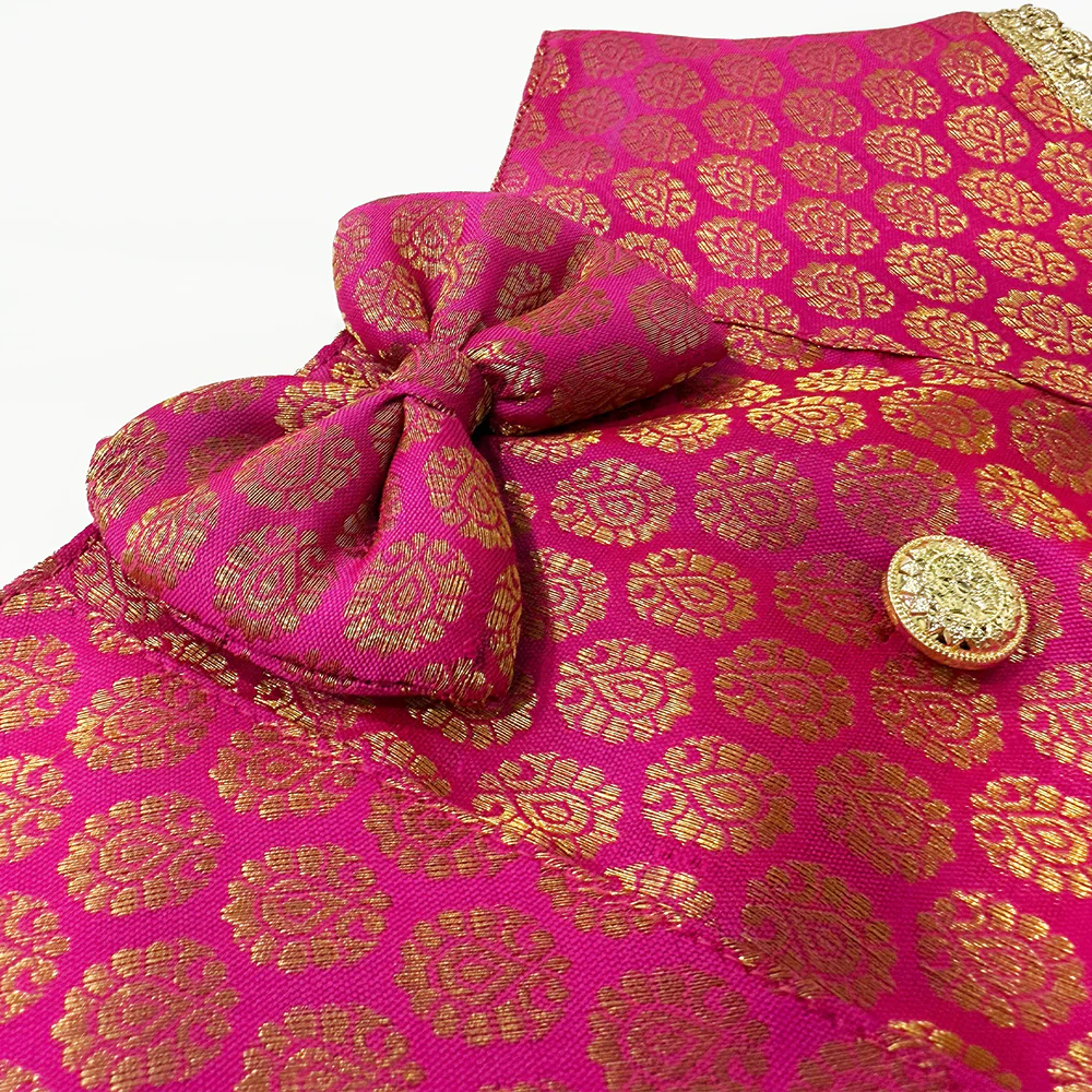 PawsIndia Traditional Royal Brocade Tuxedo for Dogs and Cats (Pink) - Image 3