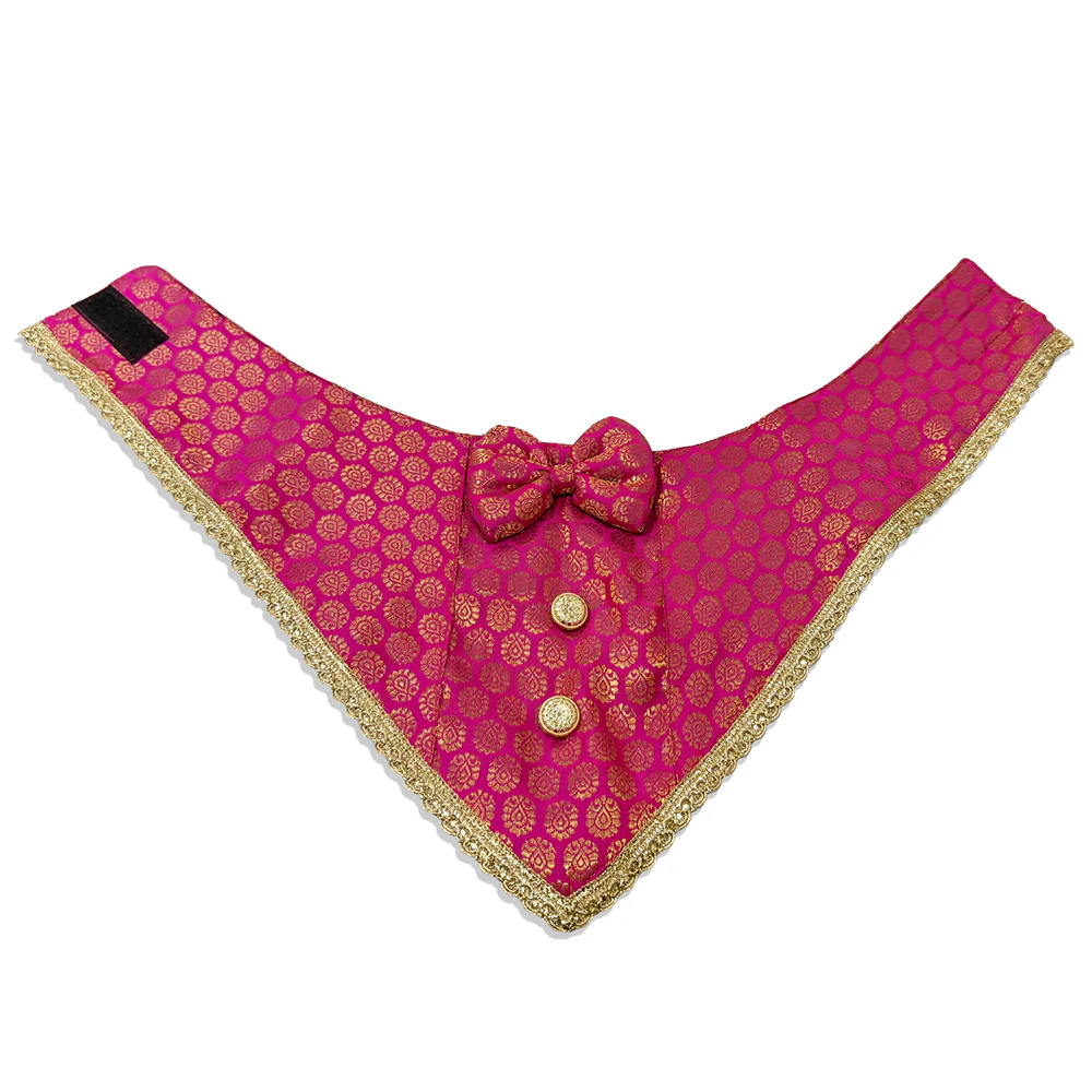 PawsIndia Traditional Royal Brocade Tuxedo for Dogs and Cats (Pink) - Image 4