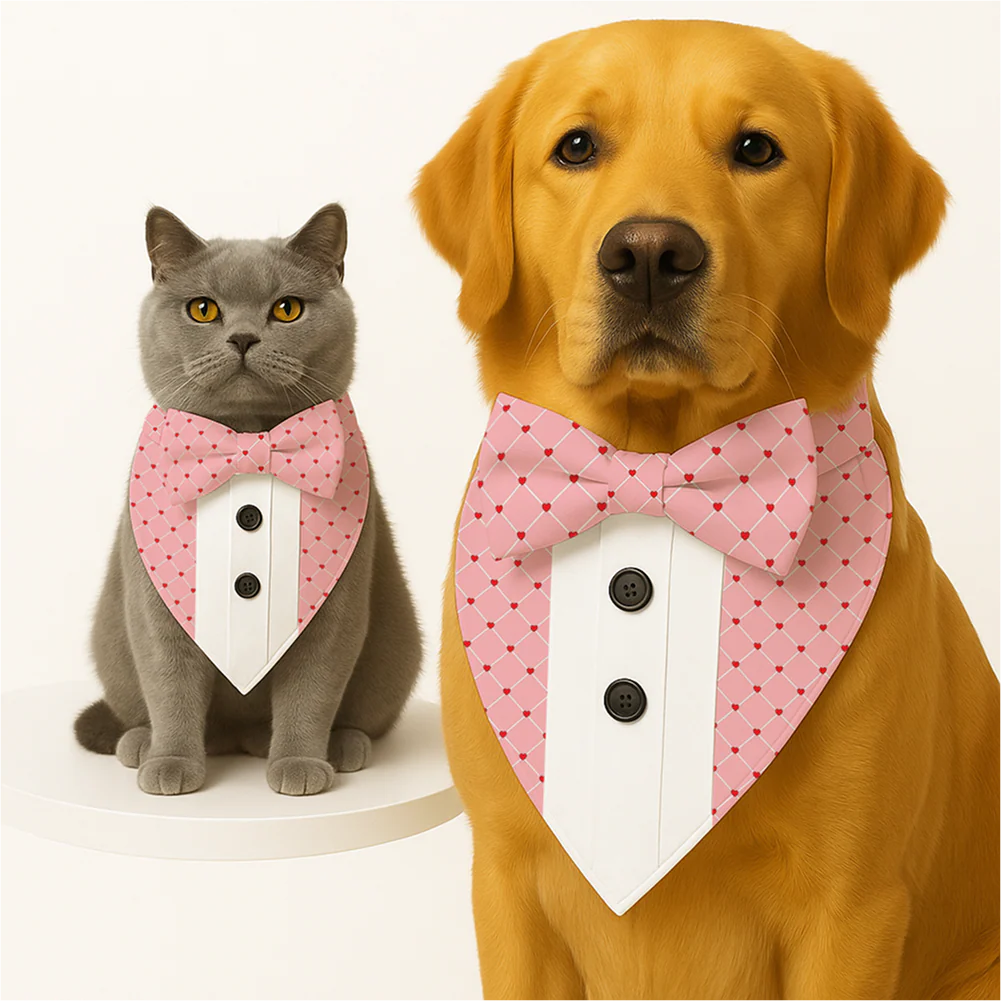 PawsIndia Valentines Edition Checks with Hearts Printed Tuxedo for Dogs and Cats - Image 2