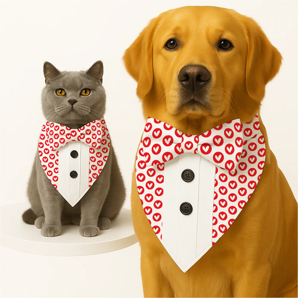 PawsIndia Valentines Edition Heart Printed Tuxedo for Dogs and Cats (Red) - Image 3