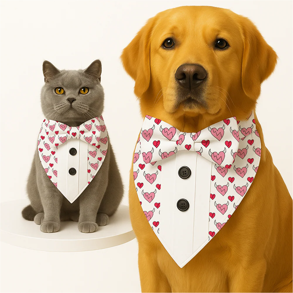PawsIndia Valentines Edition Hearts with Wings Printed Tuxedo for Dogs and Cats - Image 2