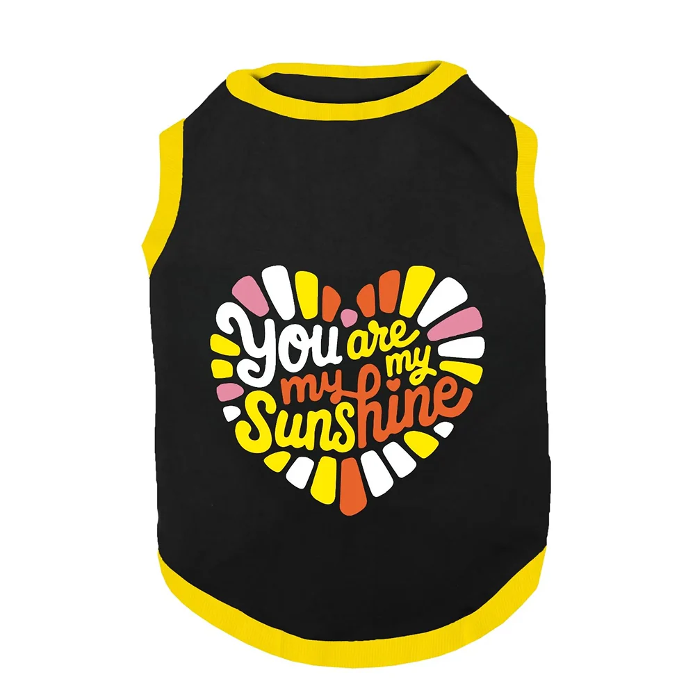 PawsIndia You Are My Sunshine Printed with Ribbed Sleeves TShirt for Cats (Black) - Image 2