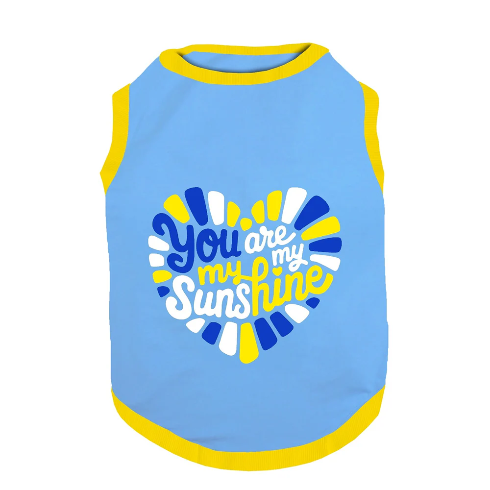 PawsIndia You Are My Sunshine Printed with Ribbed Sleeves TShirt for Dogs (Blue) - Image 2