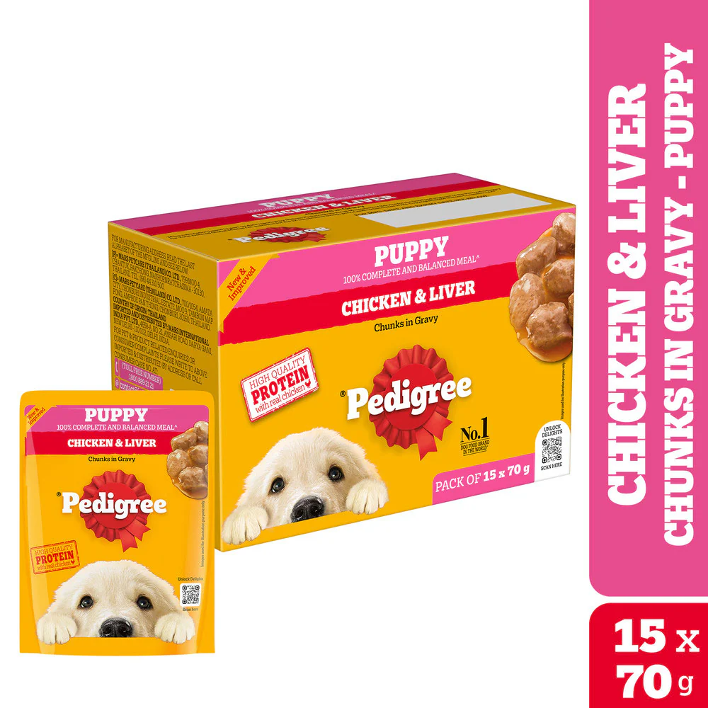 Pedigree Puppy Dog Food Combo |Chicken & Milk Dry & Chicken & Liver Wet - Image 19