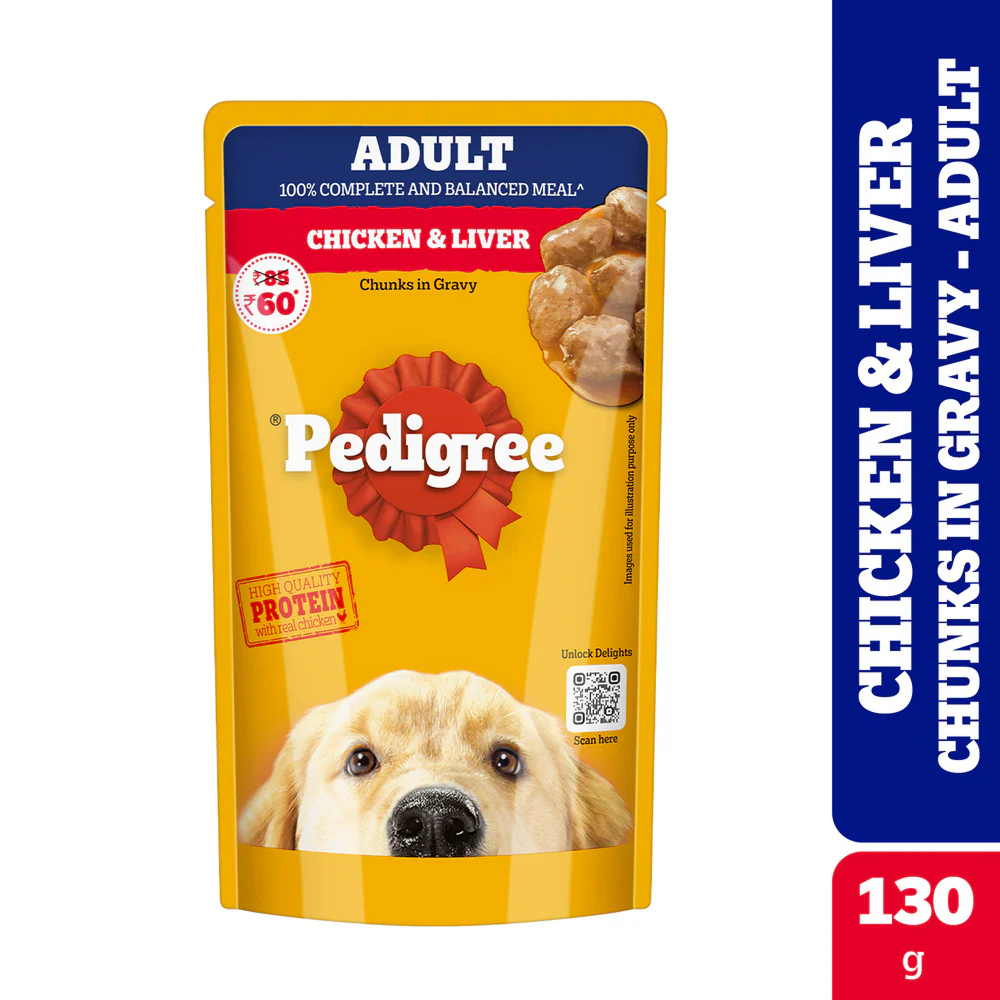 Pedigree Chicken and Liver Chunks in Gravy Adult Dog Wet Food (130g) - Image 25