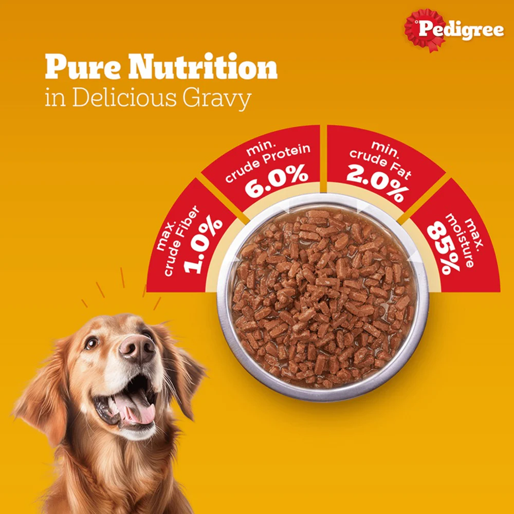 Pedigree Chicken and Liver Chunks in Gravy Adult Dog Wet Food (130g) - Image 5