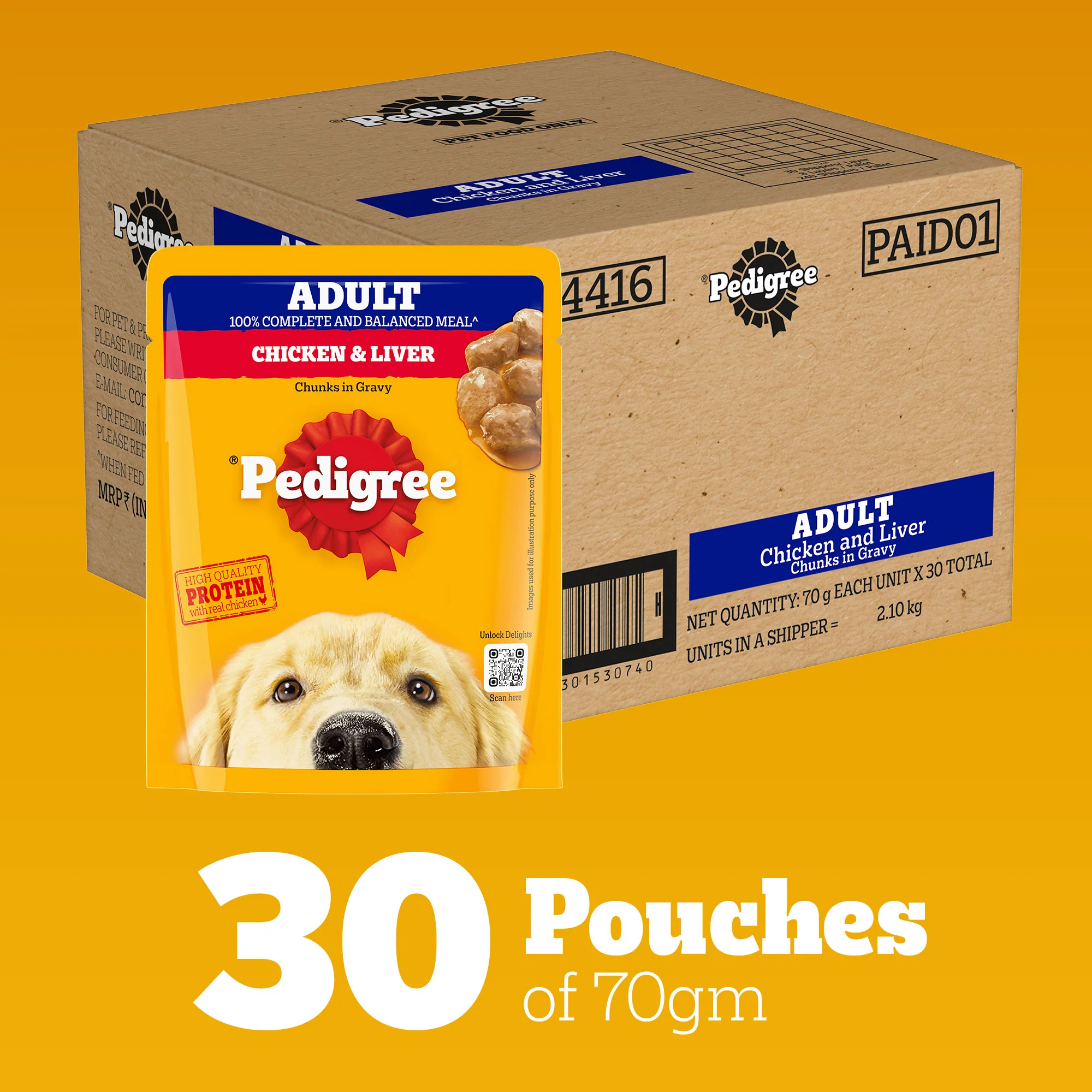 Pedigree Chicken and Liver Chunks in Gravy Adult Dog Wet Food (70g) - Image 23