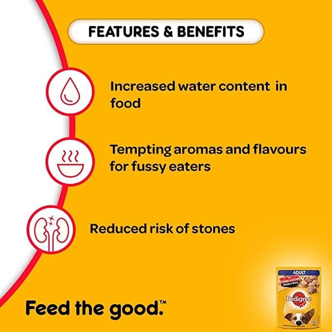 Pedigree Chicken and Vegetables Dry and Chicken and Liver Chunks in Gravy Wet Adult Dog Food Combo - Image 10