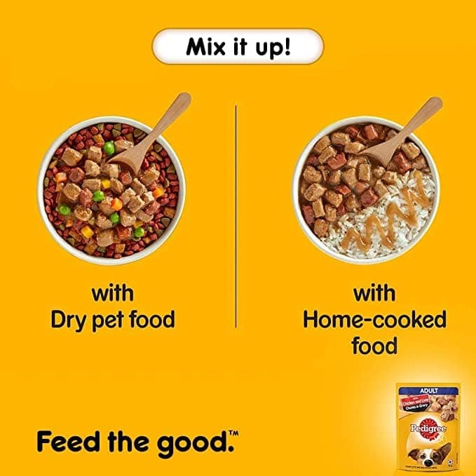 Pedigree Chicken and Vegetables Dry and Chicken and Liver Chunks in Gravy Wet Adult Dog Food Combo - Image 11