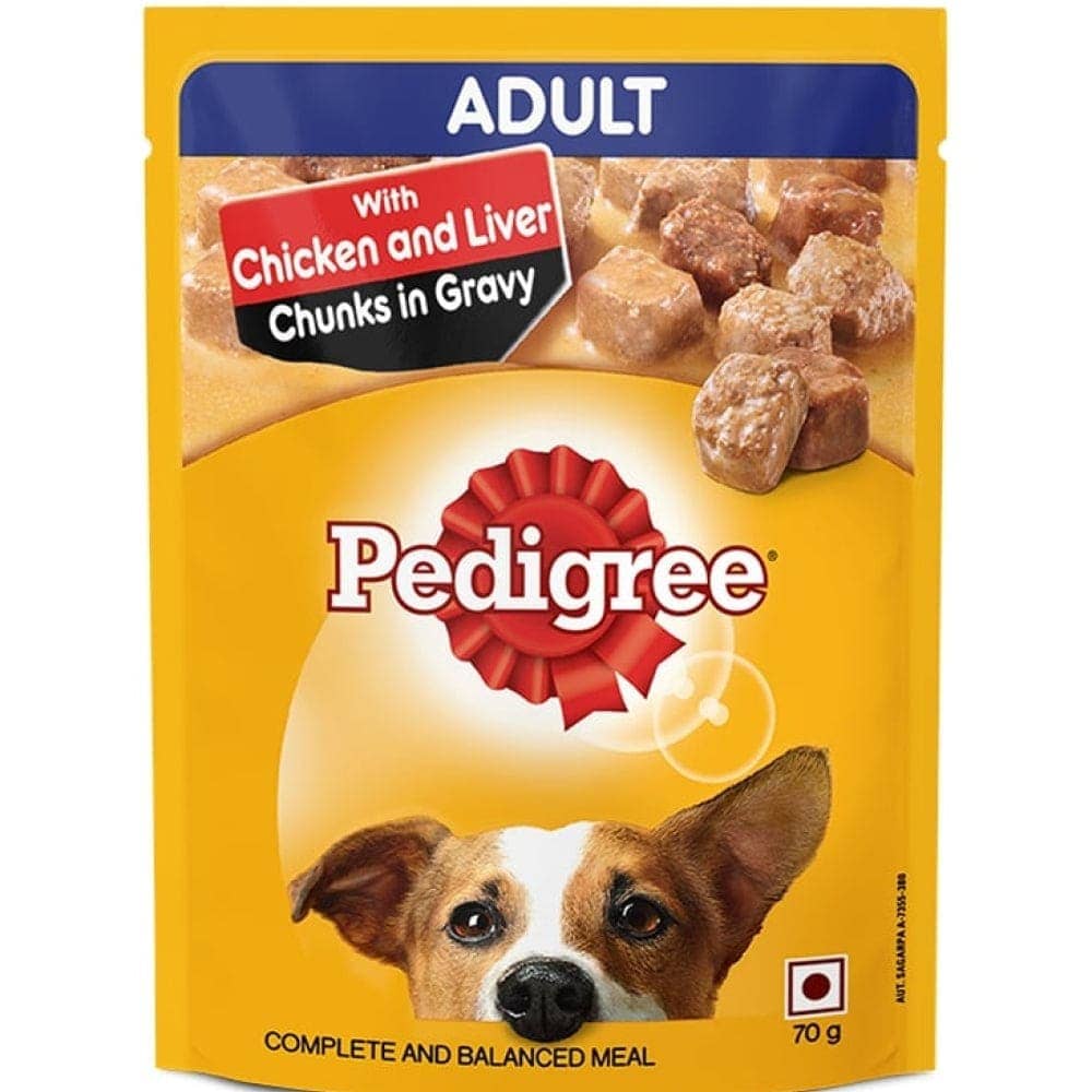Pedigree Chicken and Vegetables Dry and Chicken and Liver Chunks in Gravy Wet Adult Dog Food Combo - Image 9