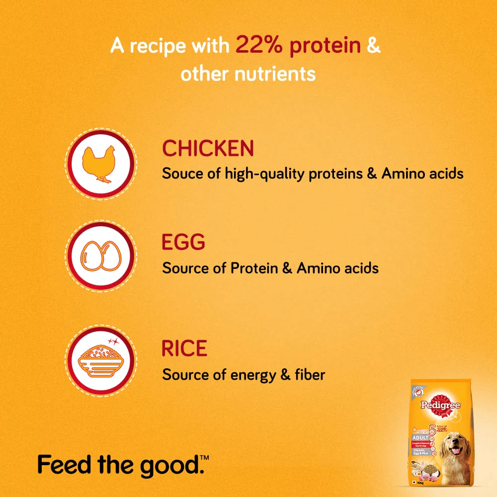 Pedigree Chicken, Egg and Rice Dry and Chicken and Liver Chunks in Gravy Wet Adult Dog Food Combo - Image 5