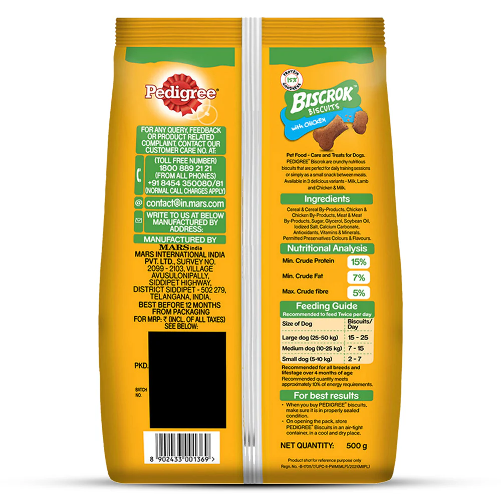 Pedigree Chicken Flavour Biscrok Dog Biscuits Dog Treats (500g) - Image 16