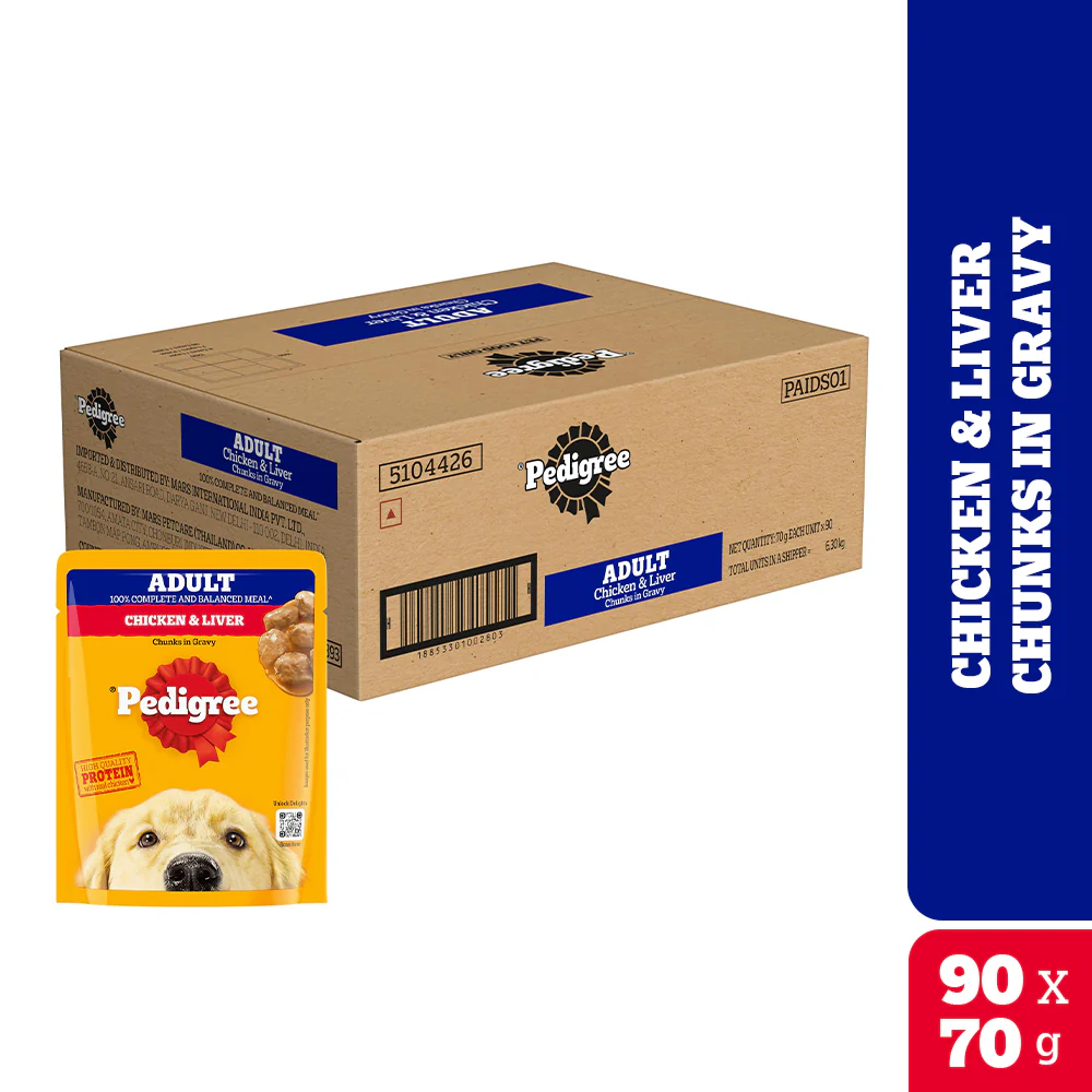 Pedigree Chicken and Liver Chunks in Gravy Adult Dog Wet Food (70g) - Image 22