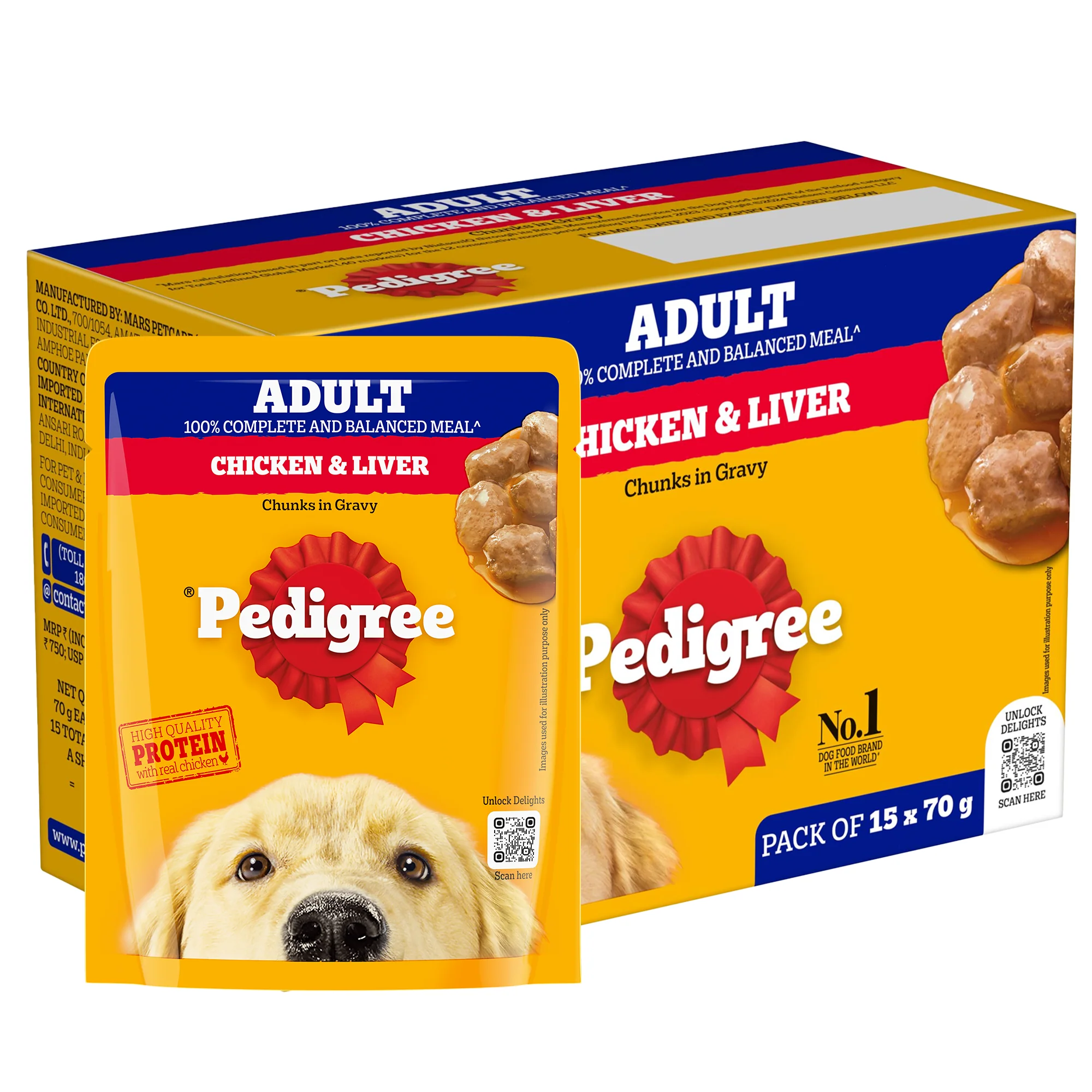 Pedigree Chicken and Liver Chunks in Gravy Adult Dog Wet Food (70g) - Image 24