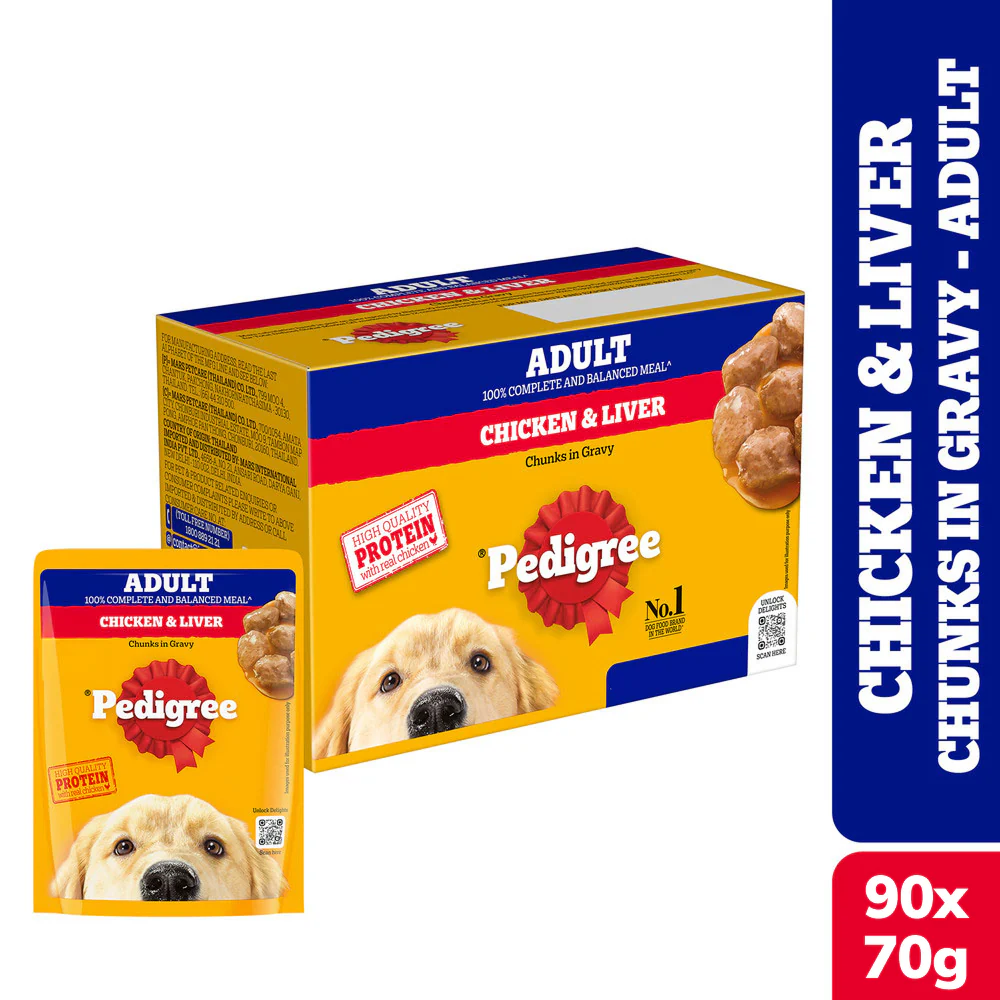 Pedigree Chicken and Liver Chunks in Gravy Adult Dog Wet Food (70g) - Image 5