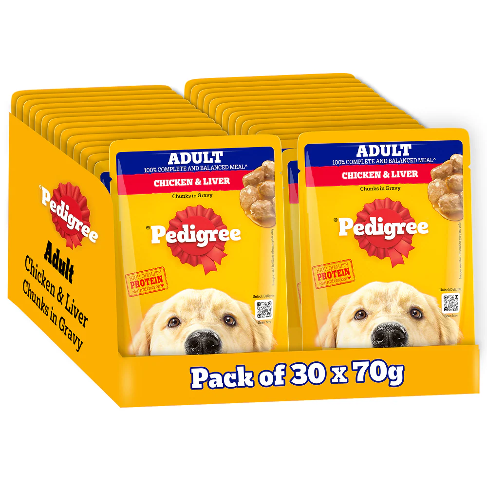 Pedigree Chicken and Liver Chunks in Gravy Adult Dog Wet Food (70g) - Image 6