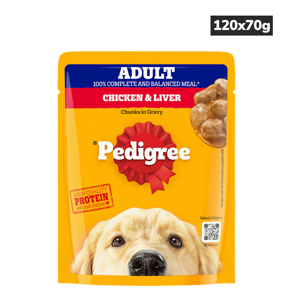 Pedigree Chicken and Liver Chunks in Gravy Adult Dog Wet Food (70g) - Image 8