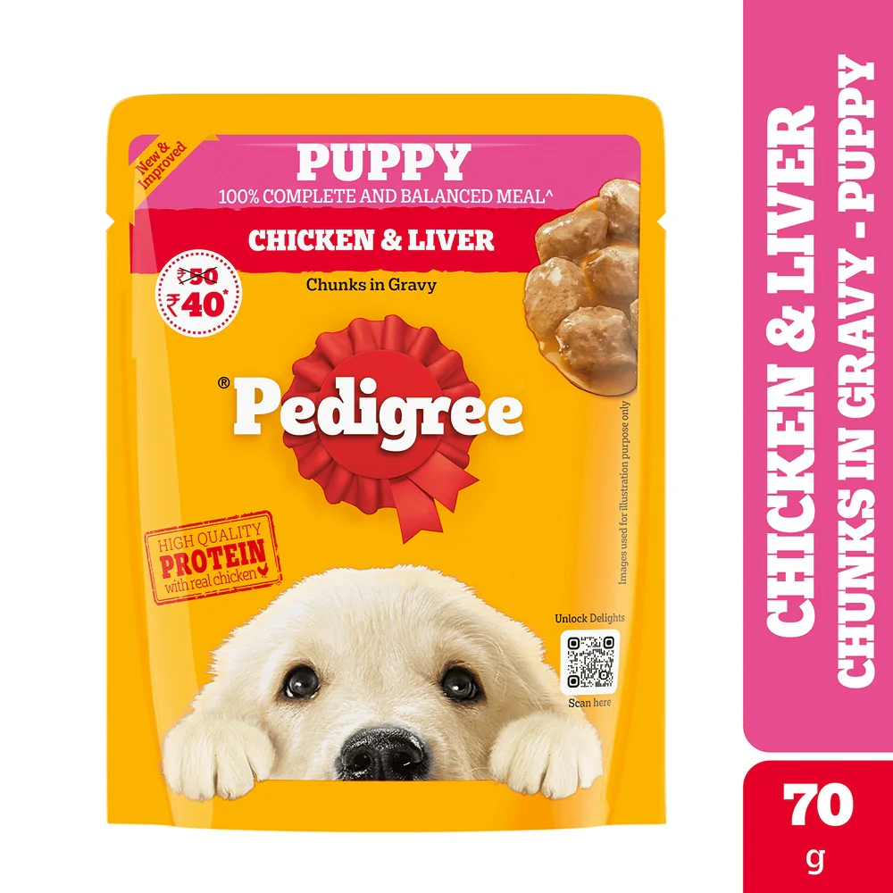 Pedigree Chicken & Liver Chunks in Gravy Puppy Wet Dog Food - Image 2