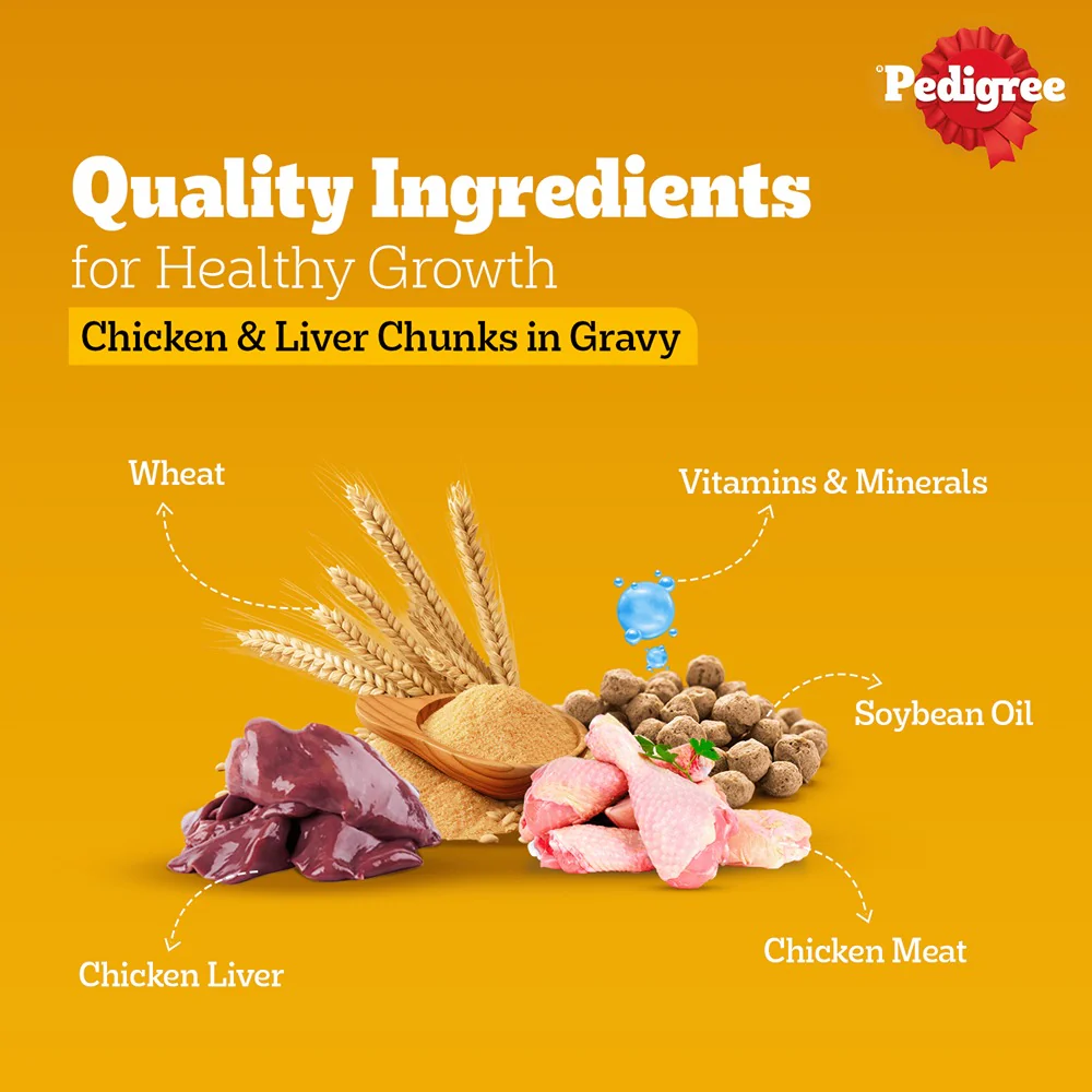 Pedigree Chicken & Liver Chunks in Gravy Puppy Wet Dog Food - Image 6
