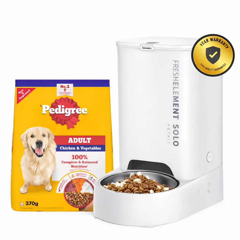 Pedigree Chicken & Veg Dry Food with Petkit FreshElement Solo Smart Wi Fi Feeder Ultimate Smart Feeding Adult Dog Combo