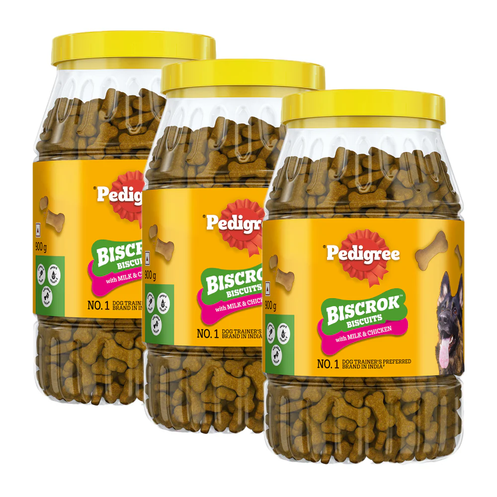 Pedigree Chicken with Milk Flavour (4+ Months) Biscrok Biscuits Jar Treats for Dogs - Image 17