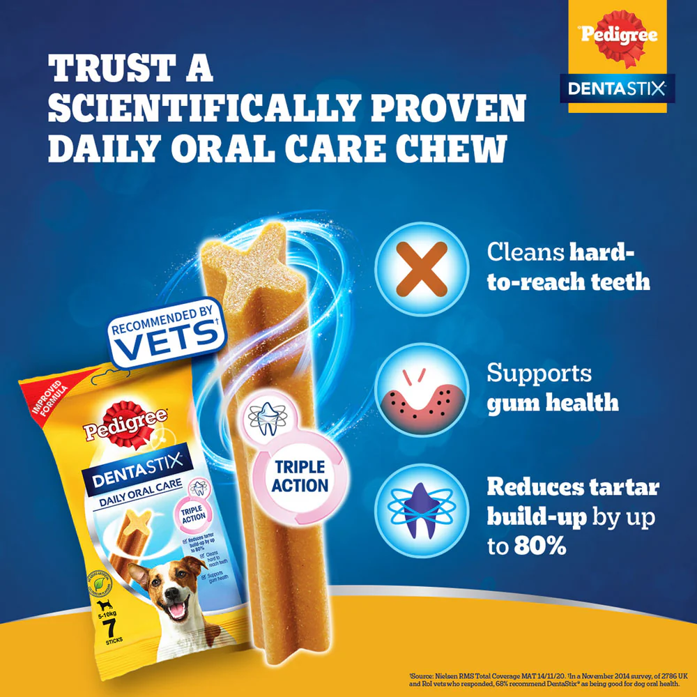 Pedigree Dentastix Oral Care for Adult (Small Breed of 5 to 10 kg) and Pedigree Chicken & Liver Flavour Tasty Jerky Dog Treats Combo - Image 3