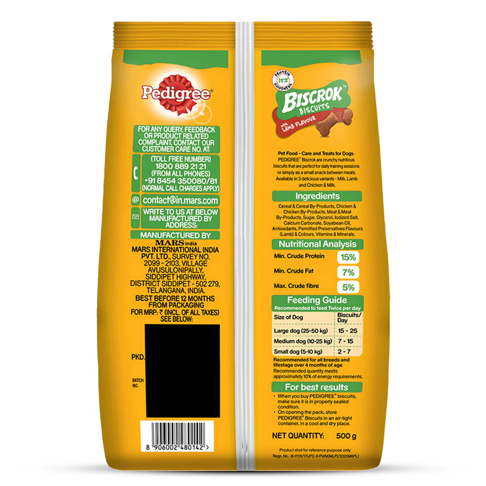 Pedigree Lamb Flavour Biscrok Biscuits Dog Treats (500g) - Image 15