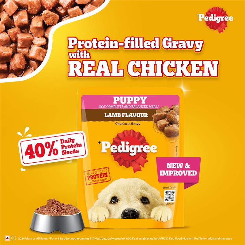 Pedigree Lamb Flavour Chunks in Gravy Puppy Wet Food - Image 3