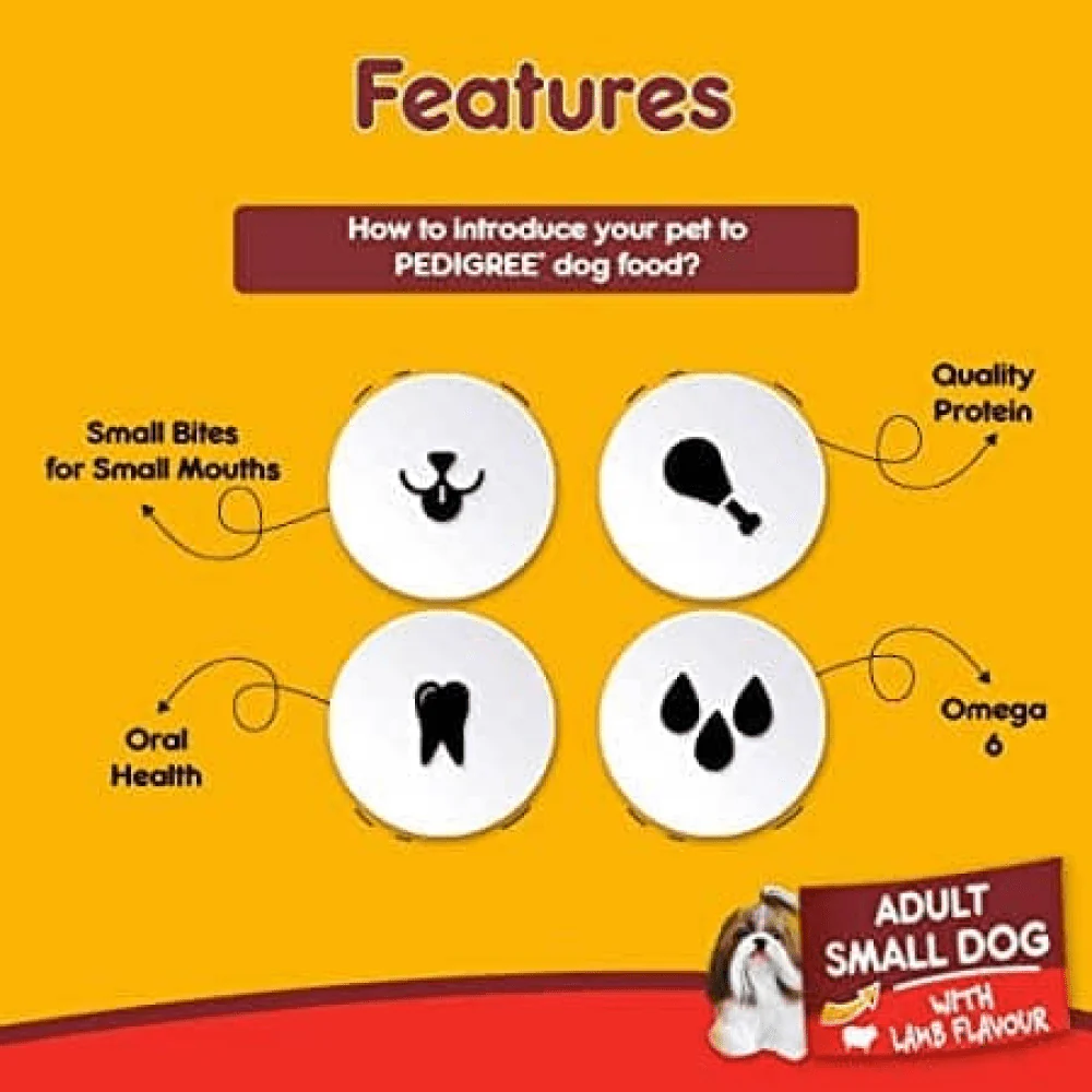 Pedigree Lamb & Veg Flavour Adult Small Dog Dry and Chicken and Liver Chunks in Gravy Adult Wet Dog Food Combo - Image 5