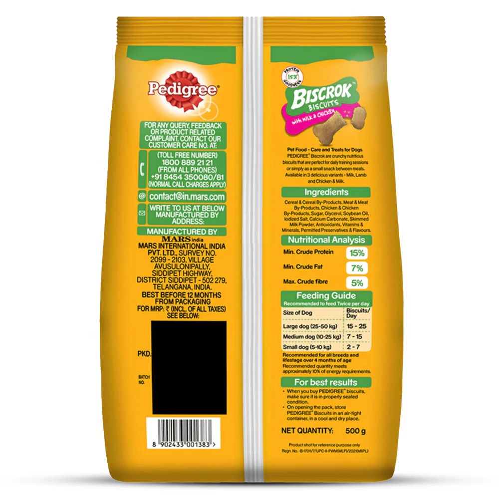 Pedigree Milk and Chicken Flavour Biscrok Biscuits Dog Treats (500g) - Image 16