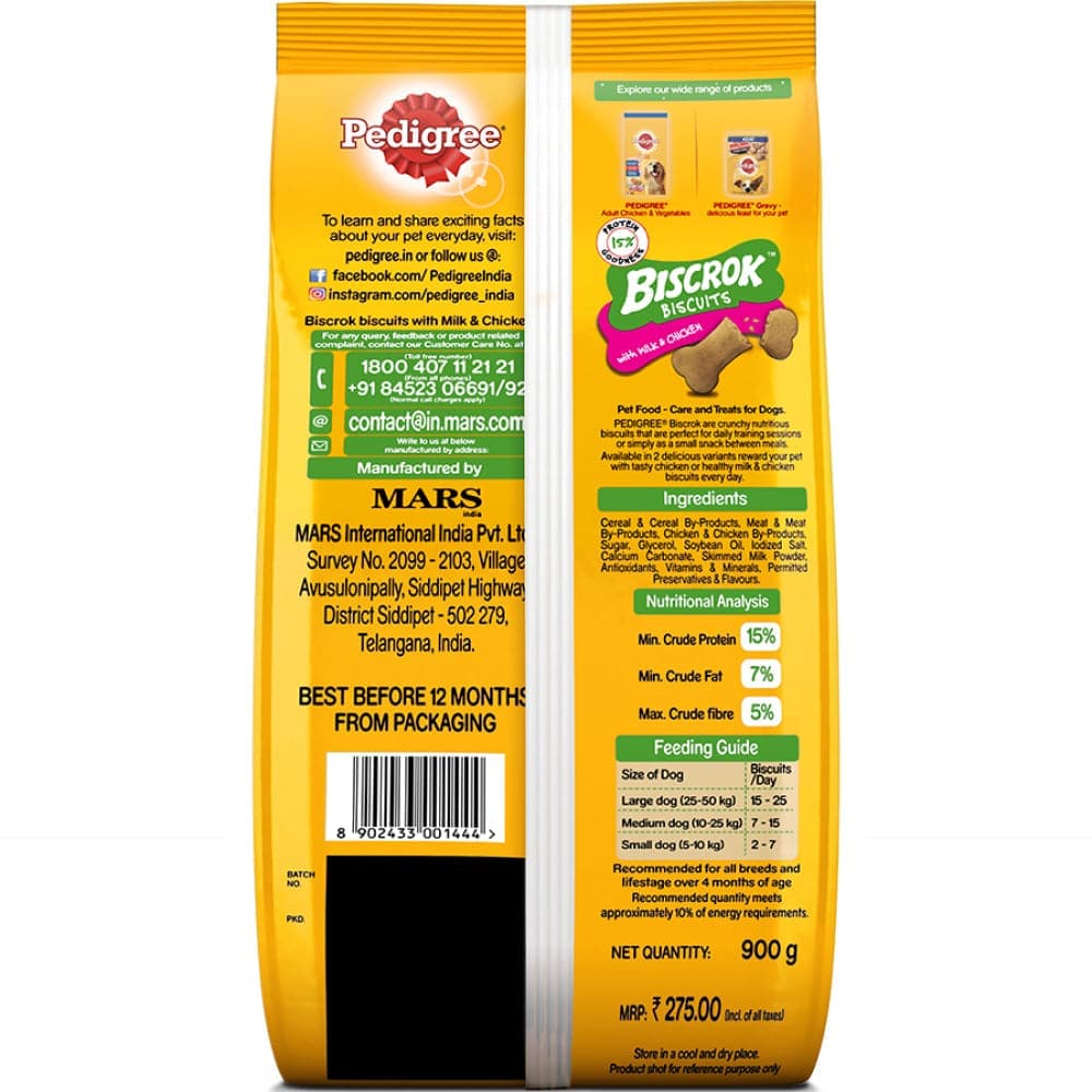 Pedigree Milk and Chicken Flavour Biscrok Biscuits Dog Treats (500g) - Image 17