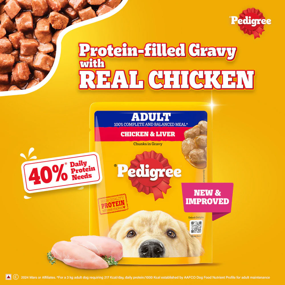 Pedigree PRO Active Adult Large Breed Dry Food, Pedigree Chicken Liver Gravy Dogs Wet Food Combo - Image 11