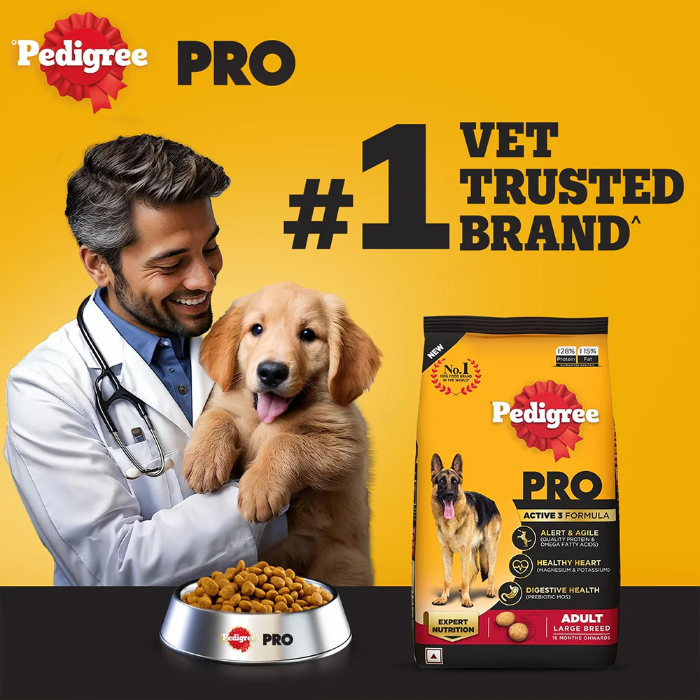 Pedigree PRO Active Adult Large Breed Dry Food, Pedigree Chicken Liver Gravy Adult Dog Wet Food Combo - Image 3