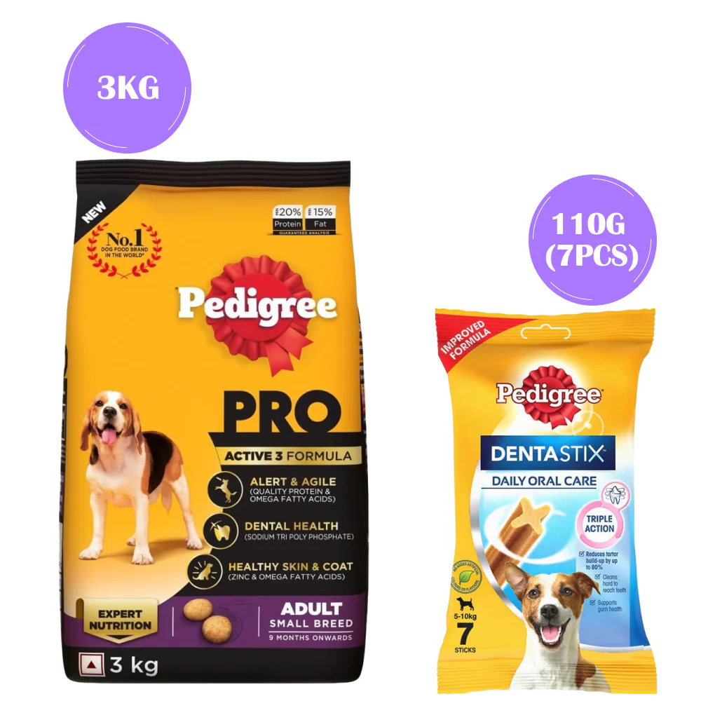 Pedigree PRO Expert Nutrition Adult Dry Food for Small Breed and Pedigree Dentastix Oral Care for Adult (Small Breed of 5 to 10 kg) Treats Combo for Dogs - Image 20