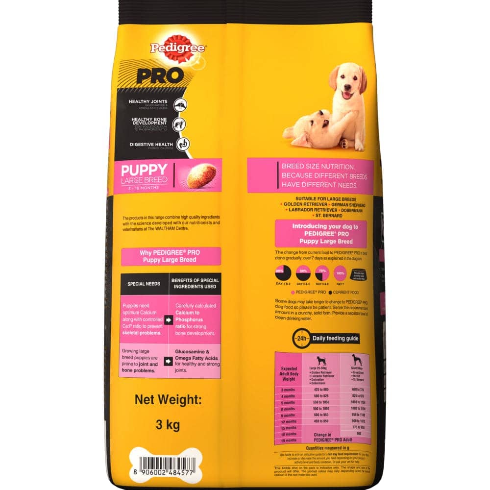 Pedigree PRO Large Breed Puppy Dry Food and Chicken Flavour Biscrok Treat Combo (3kg +900g) - Image 4