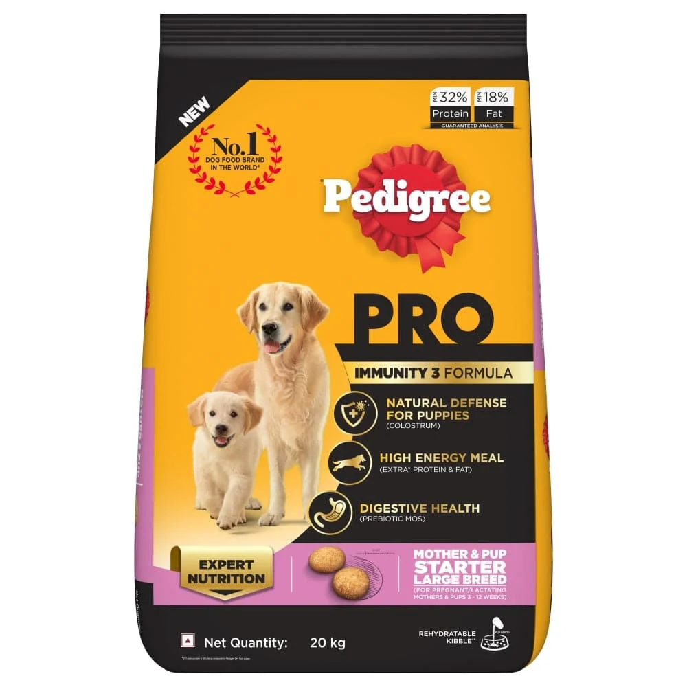 Pedigree PRO Expert Nutrition Lactating/Pregnant Mother & Puppy Starter Large Breed Dog Dry and Chicken Chunks in Gravy Puppy Wet Food Combo - Image 2