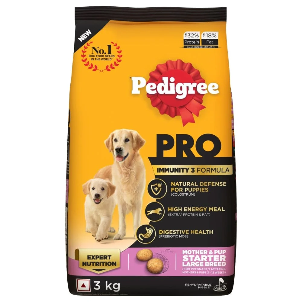 Pedigree PRO Expert Nutrition Lactating/Pregnant Mother & Puppy Starter Large Breed Dog Dry and Chicken Chunks in Gravy Puppy Wet Food Combo - Image 5