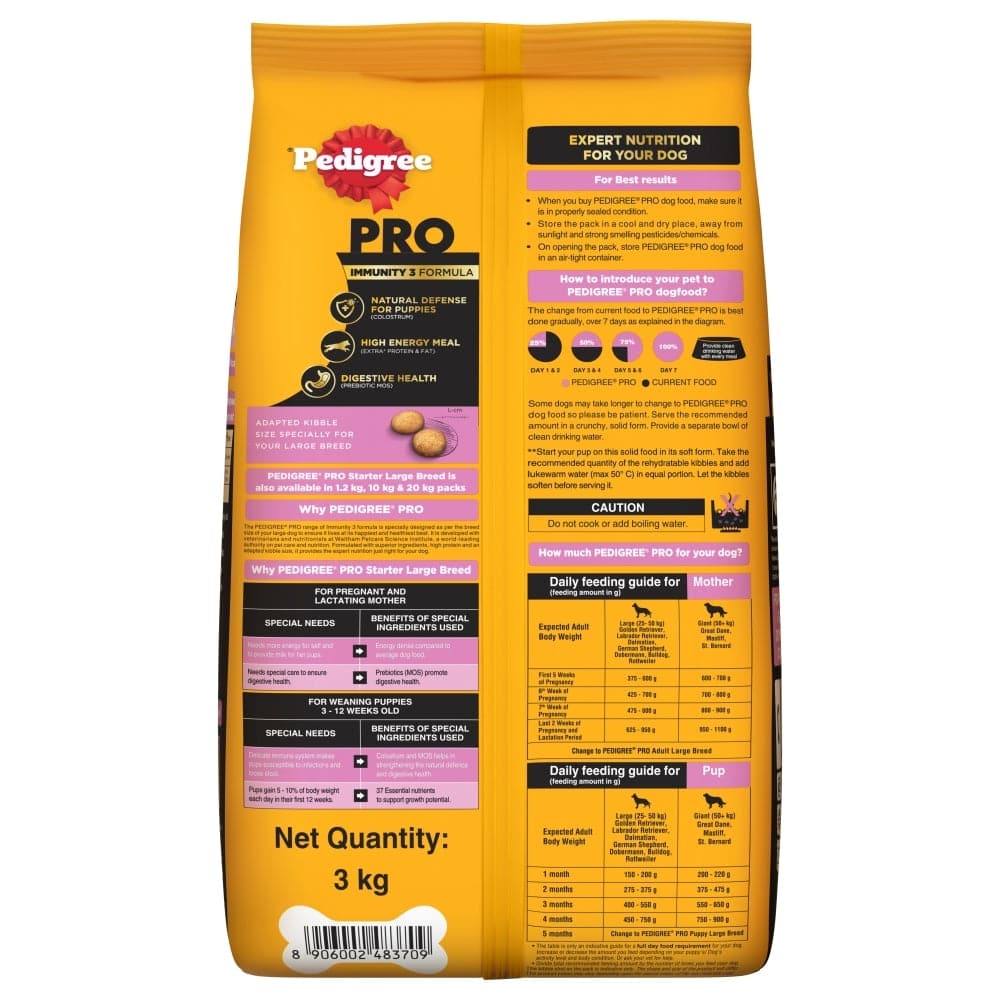 Pedigree PRO Expert Nutrition Lactating/Pregnant Mother & Puppy Starter Large Breed Dog Dry and Chicken Chunks in Gravy Puppy Wet Food Combo - Image 6