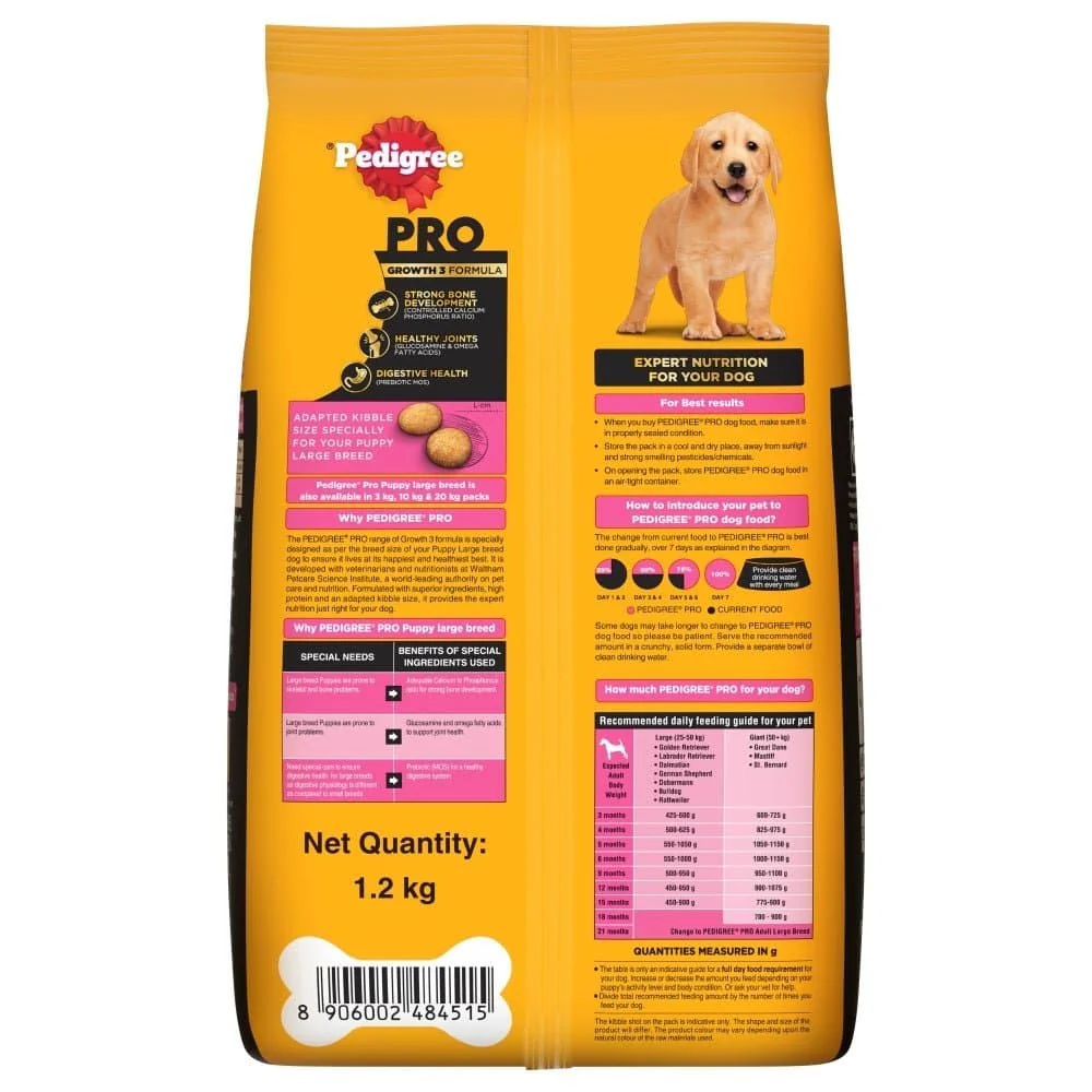 Pedigree PRO Large Breed Puppy Dry Food, Pedigree Chicken Liver Gravy Adult Dog Wet Food Combo - Image 3