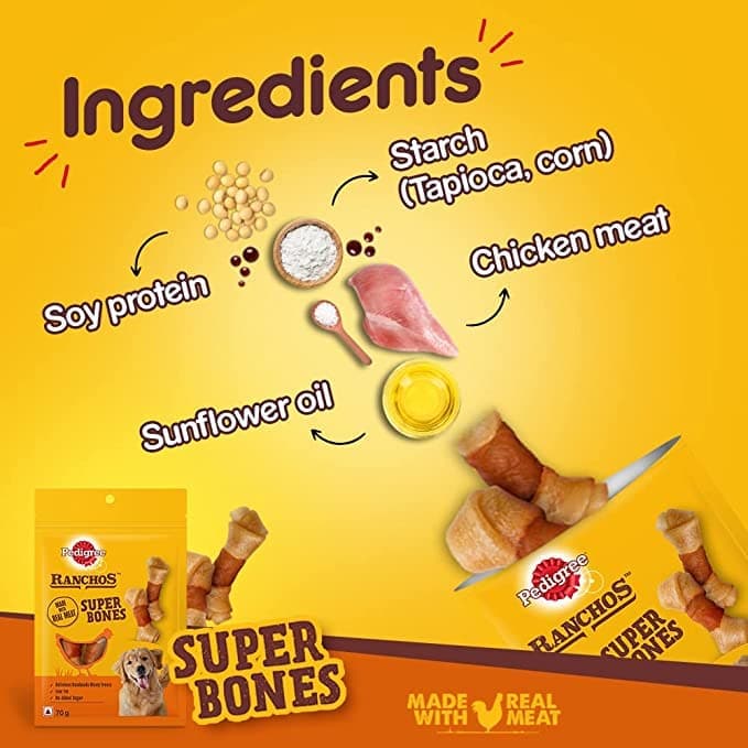 Pedigree Ranchos Super Bones Chicken & Milk, Spiral Wrap Chicken & Smokey Lamb and Roasted Lamb Tasty Jerky Dog Treats Combo - Image 6