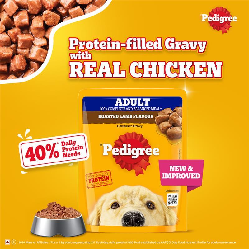 Pedigree Roasted Lamb Flavour Chunks in Gravy Adult Dog Wet Food - Image 6