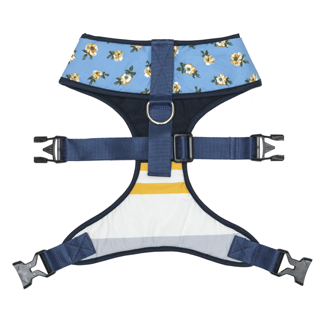 Pet And Parents Blue Flowers and Stripes Reversible Harness for Dogs - Image 5