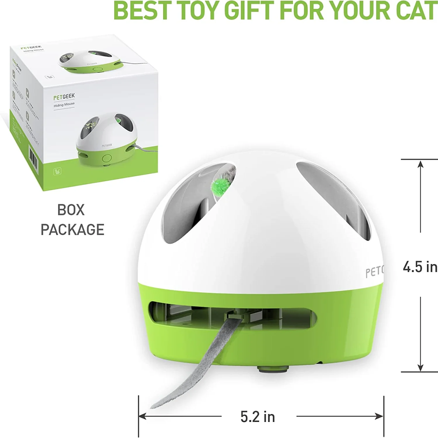 Pet Geek Hiding Mouse for Cats (White/Green) - Image 5