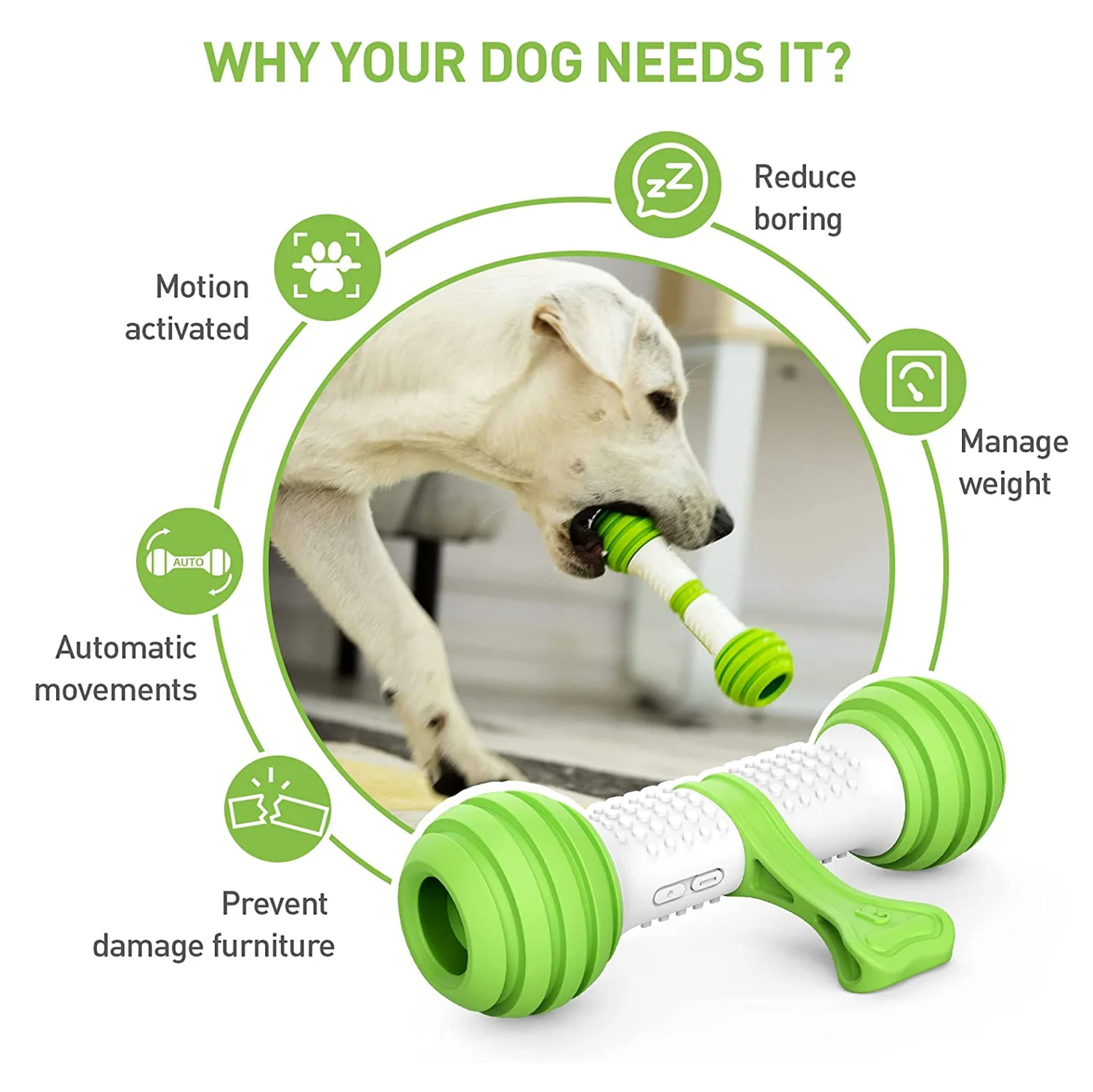 Pet Geek Playbone Toy for Dogs (White/Green) - Image 5