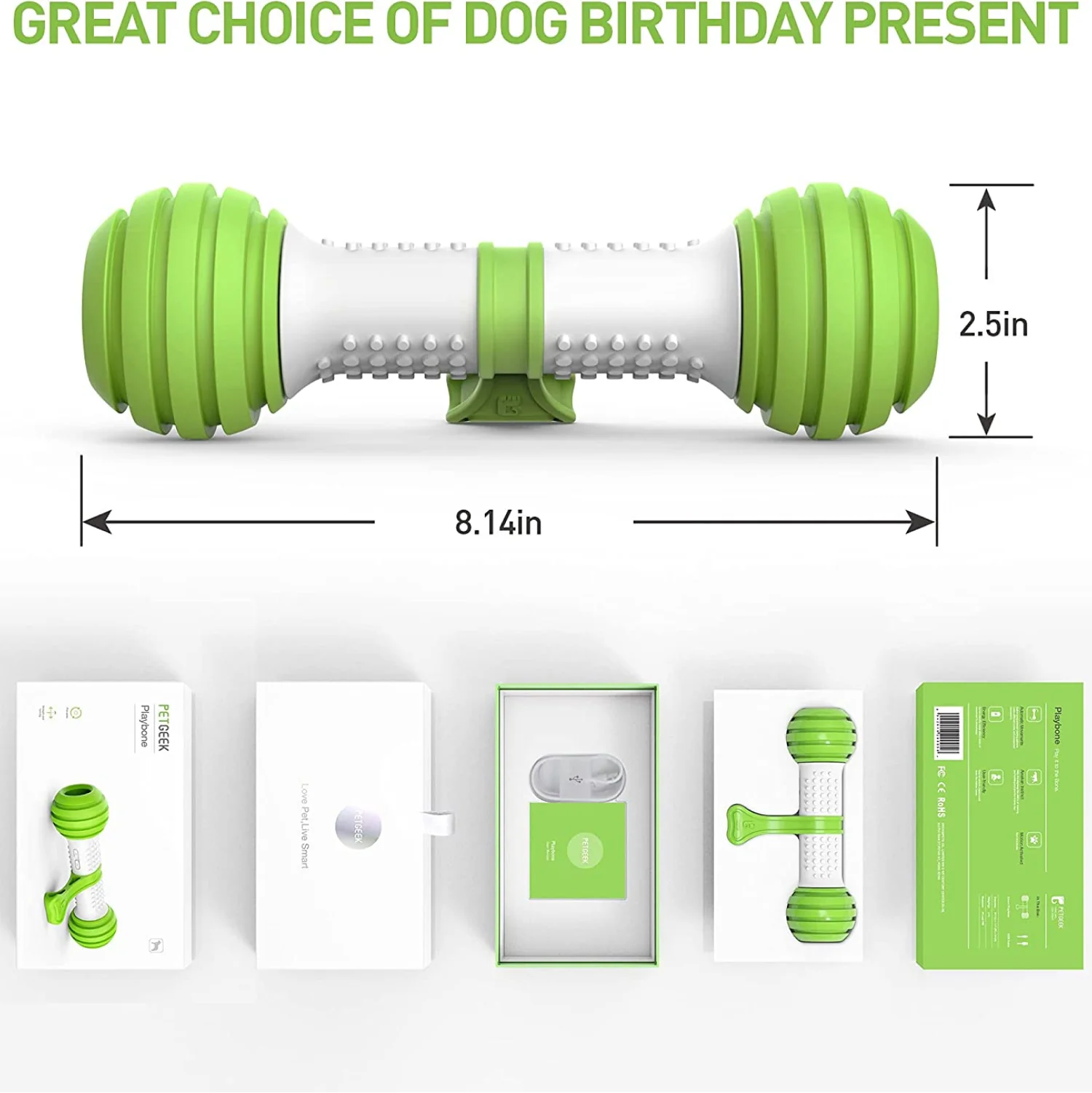 Pet Geek Playbone Toy for Dogs (White/Green) - Image 6