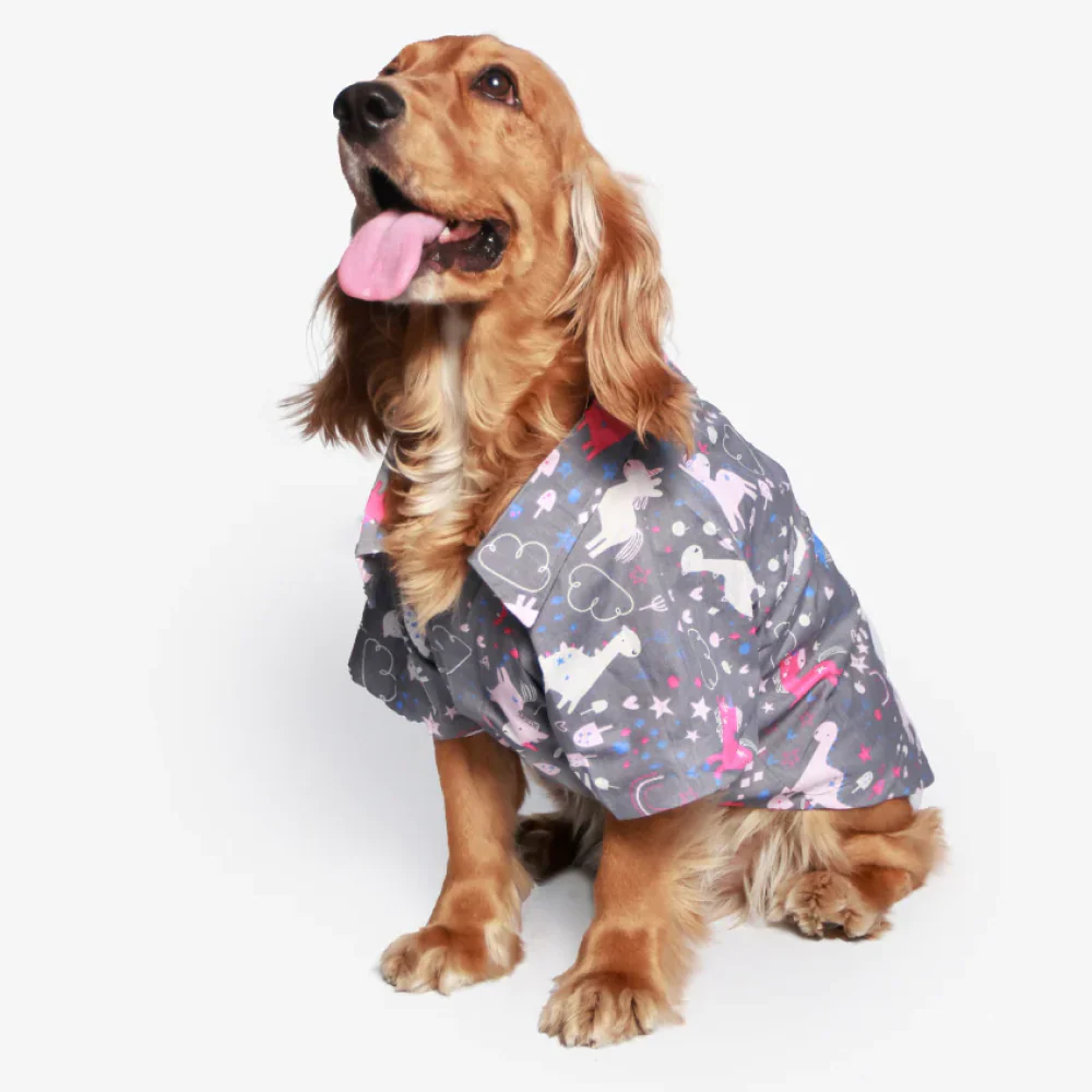 Pet Set Go Dino Wonderland Cotton Shirt for Dogs (Grey) - Image 2