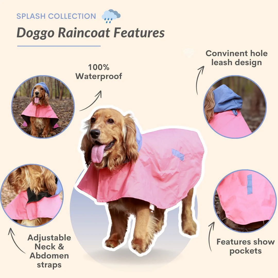 Pet Set Go Dual Colour Cape Style Raincoat for Dogs (Pink) - Image 4