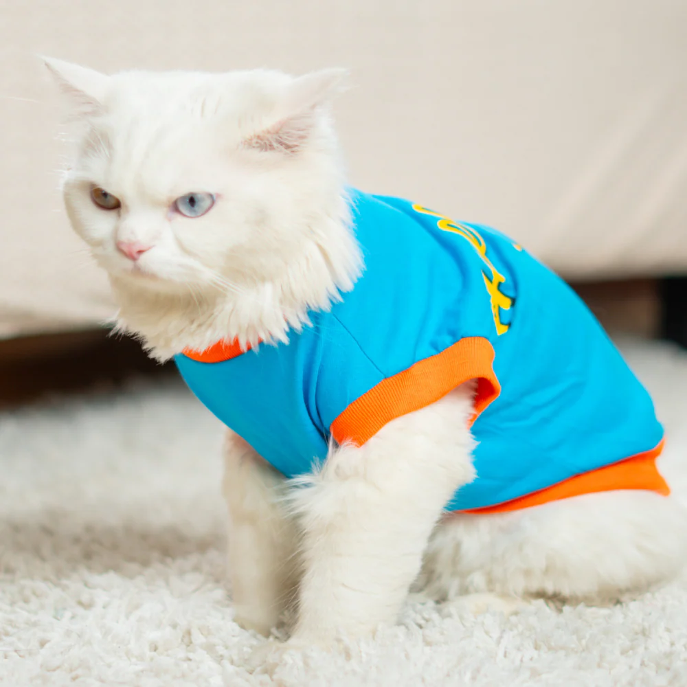 Pet Set Go Giraffe T-shirt for Cats (Blue) - Image 3